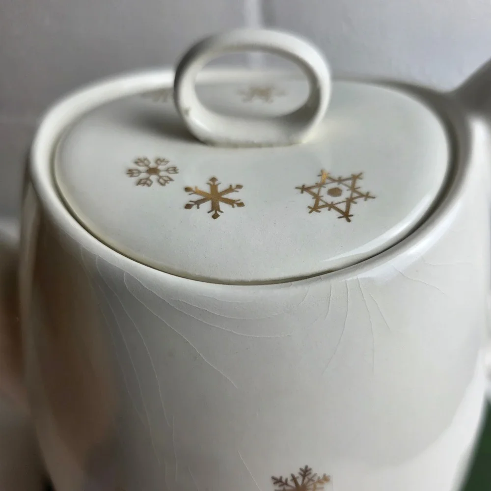 Vintage Gailstyn MCM Atomic Starburst Gold Snowflake Coffee Tea Pot